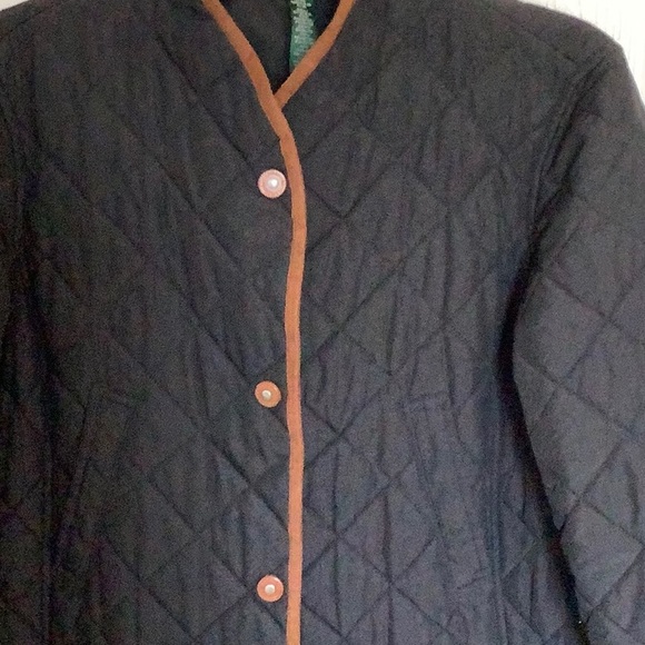 ❤️LAUREN RL, black quilted coat brown suede trim - Picture 2 of 7